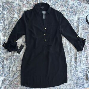 The Limited Black and Gold Long Sleeve Polo Collar Dress